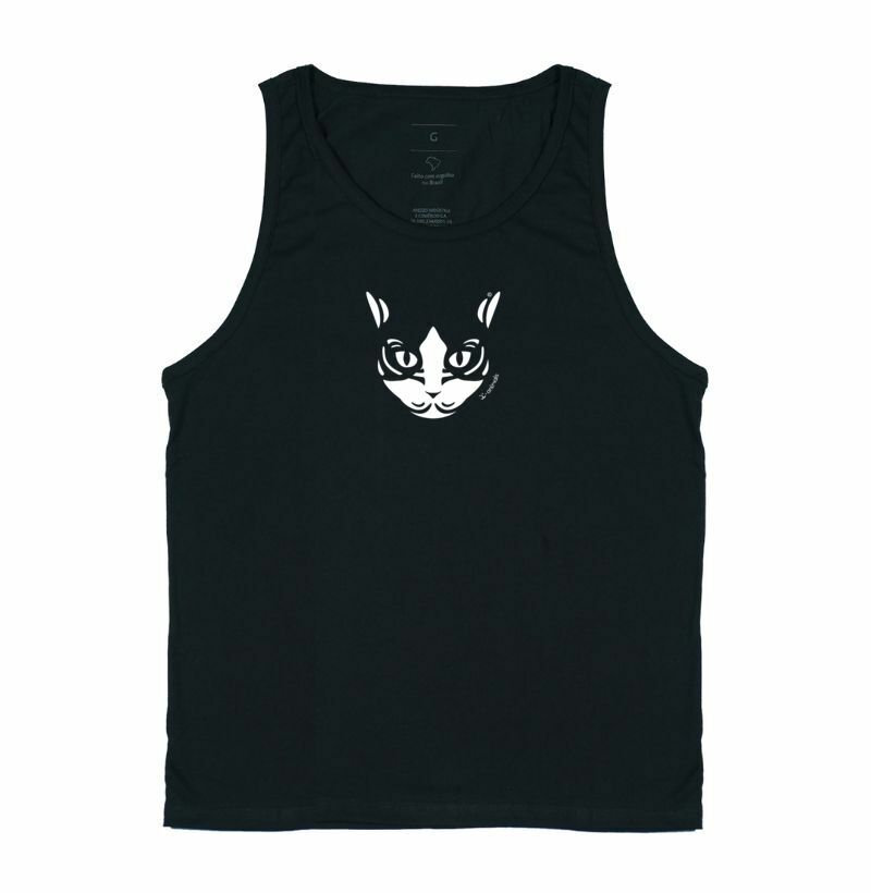 Camiseta Regata Gato Preto e Branco - Tribal