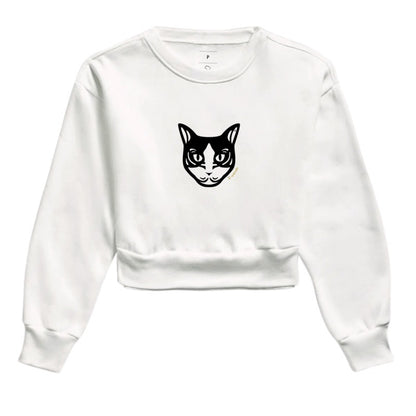 Moletom Cropped Gato Preto e Branco - Tribal