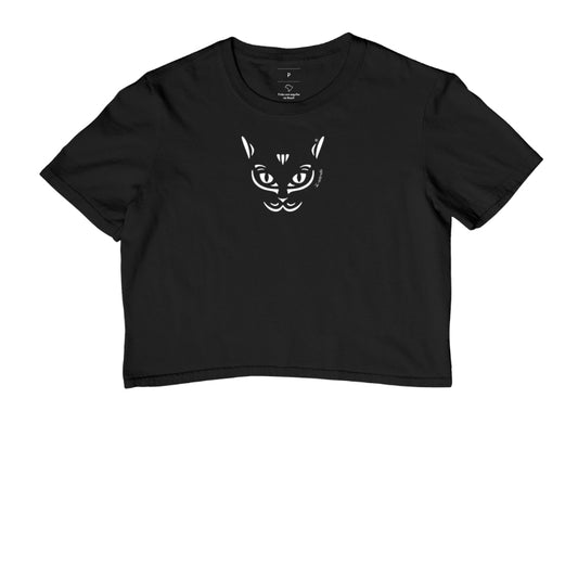 Camiseta Cropped Gato Preto - Tribal