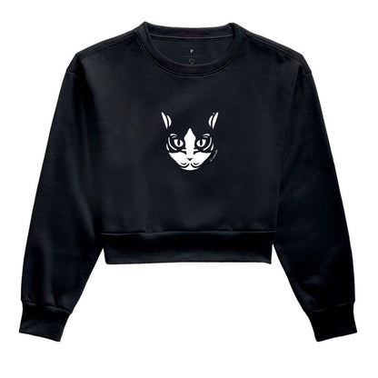 Moletom Cropped Gato Preto e Branco - Tribal