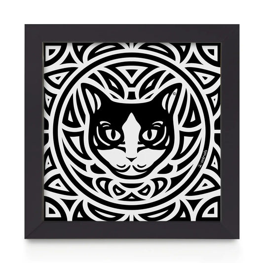 Quadro decorativo Gato Preto e Branco - Total - Tribal